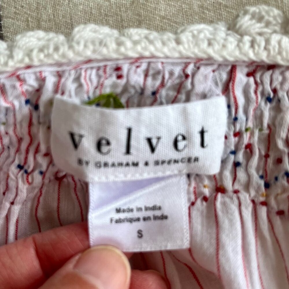 NWOT Velvet by Graham & Spencer Embroidered Peasant Blouse | Size Small - Picture 8 of 9